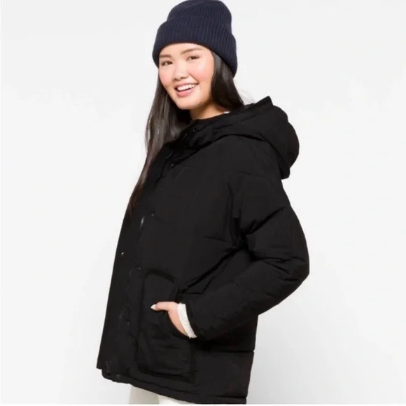 Madewell Holland Quilted Black Puffer Parka Jacket Size 1X - Picture 2 of 5